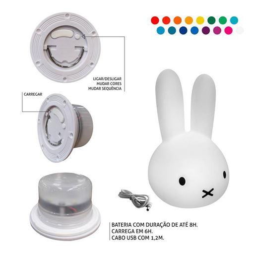 Luminária Cabeça Coelho RGB Sem Fio Bunny Miffy