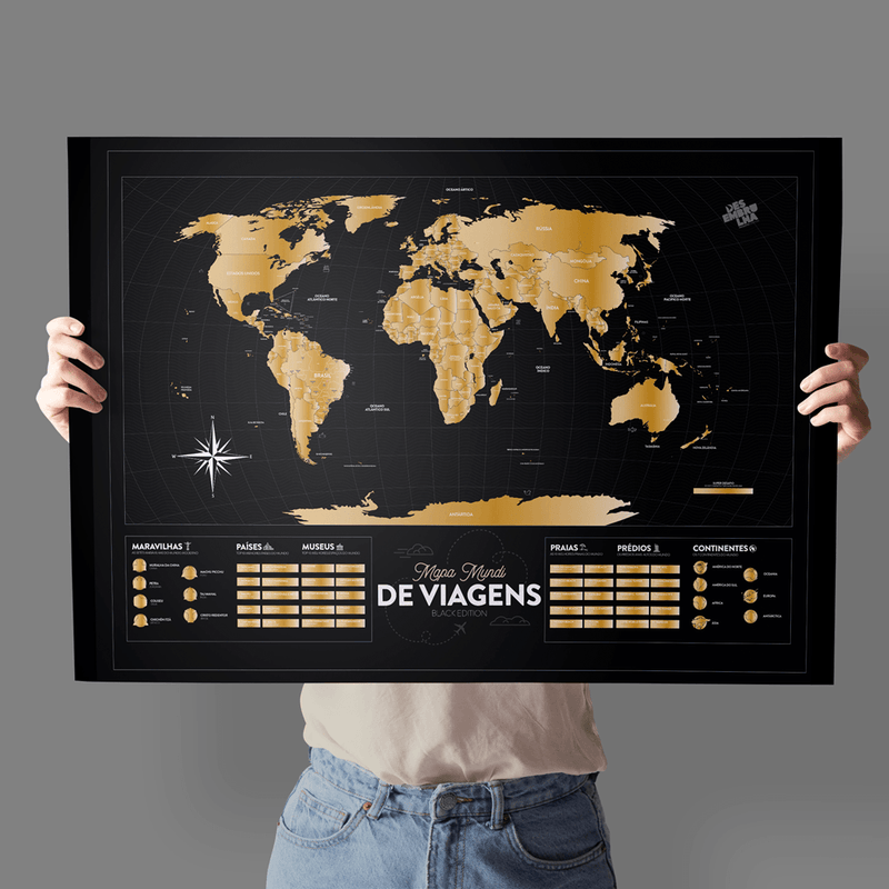 Mapa-Mundi Raspadinha Black Edition Sem Moldura