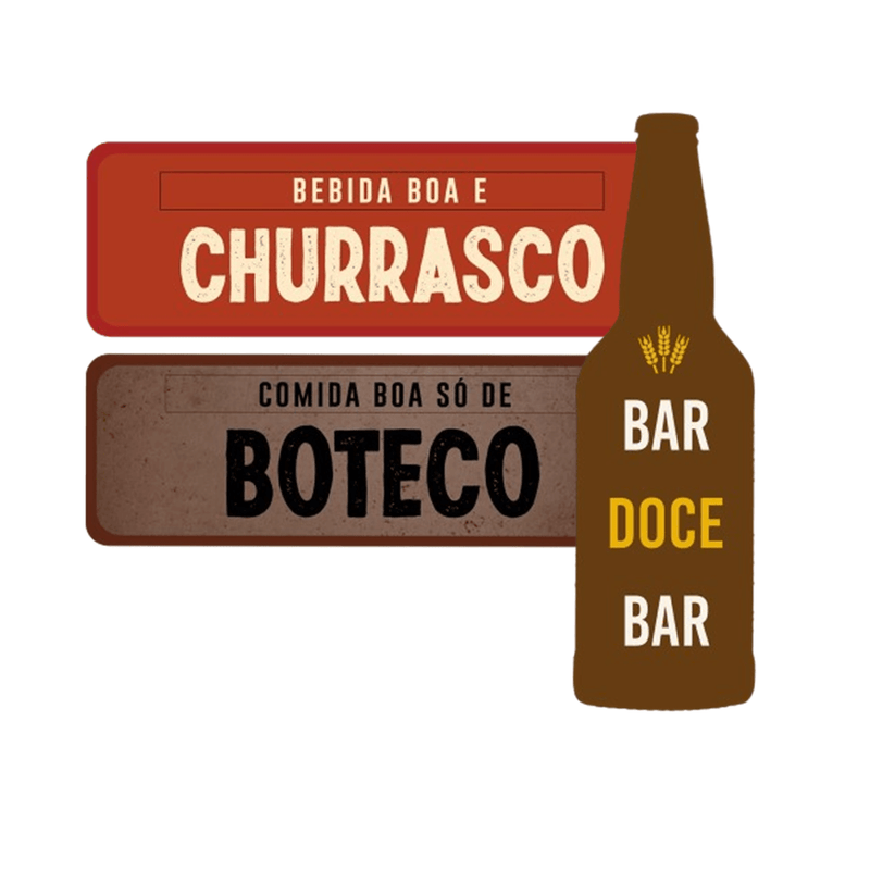 Kit 3 Placas Decorativas em MDF Cantinho do Churrasco