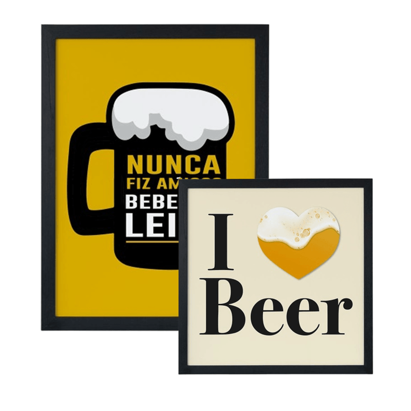 Kit 2 Quadros Decorativos em MDF - I Love Beer