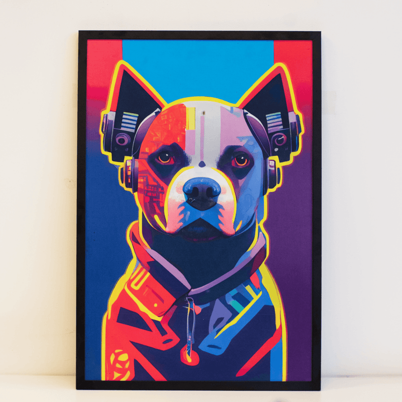 Quadro Com Moldura Impresso em Tela 62x43cm Colorido - Cyberdog