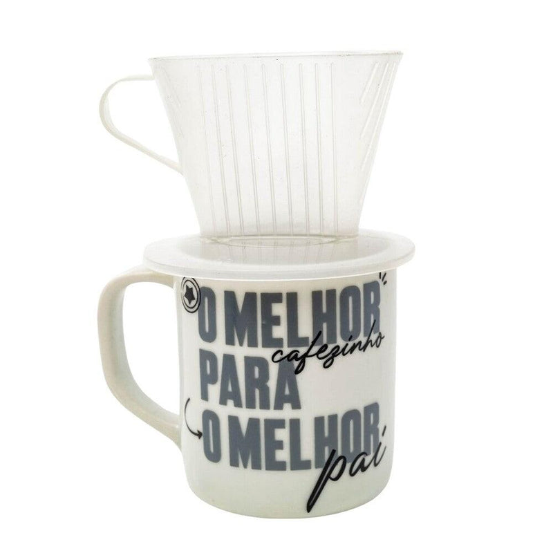 Caneca de Cerâmica com Coador 300ml - O Melhor Pai