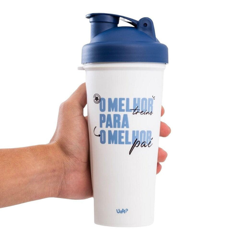 Shakeira 780ml Azul com Tampa e Medidor - O Melhor Pai