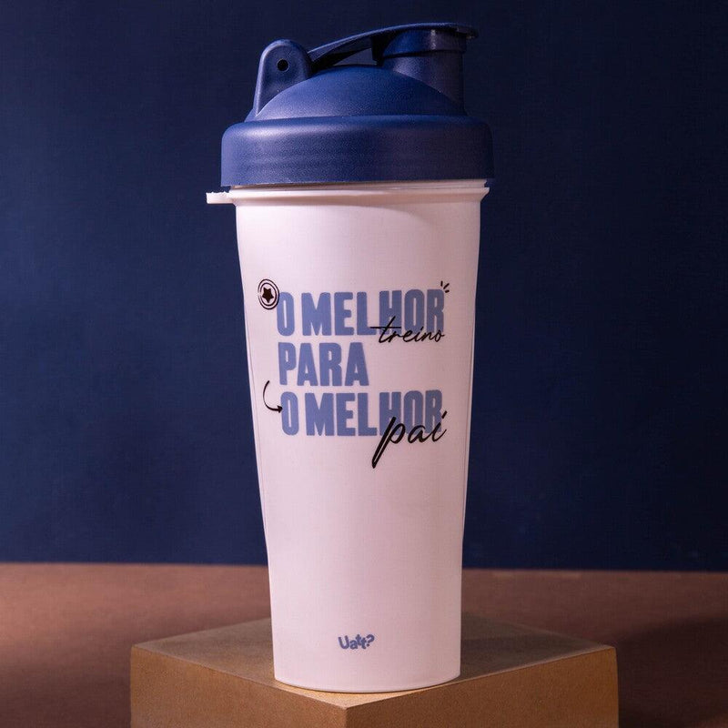 Shakeira 780ml Azul com Tampa e Medidor - O Melhor Pai