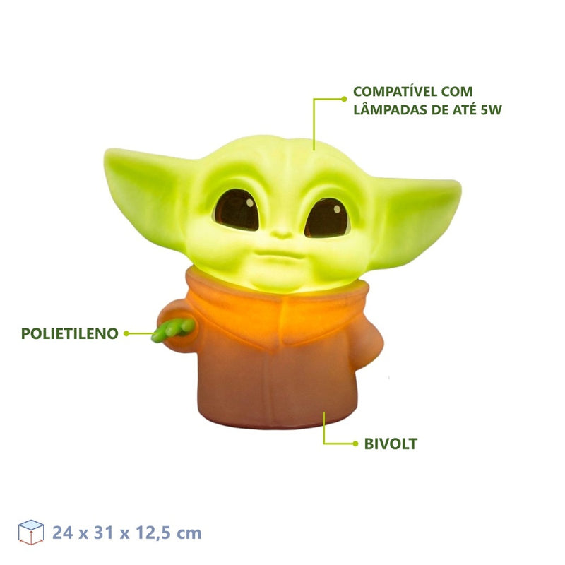 Luminária de Mesa 3D Baby Yoda Grogu Star Wars